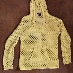 Yellow Crochet Hooded Sweater